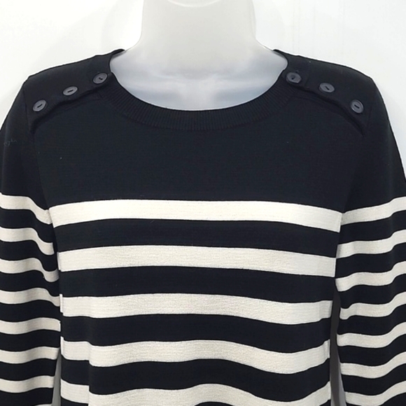 LOFT Petites Midi Sheath Knit Sweater Dress Striped Long Sleeve Boatneck Tunic - Picture 8 of 17